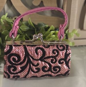 Pink and Black Swirl Evening Handbag